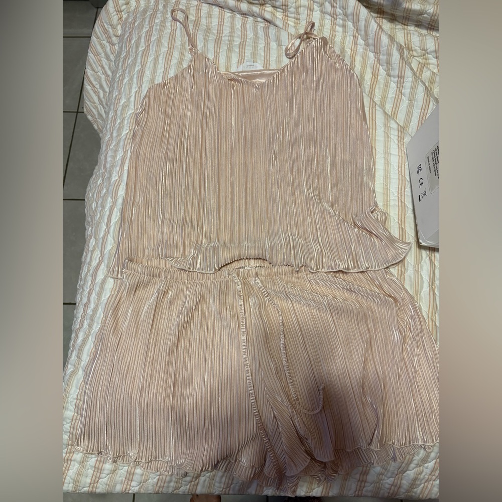 Pleated Blush Pink Top and Pants Set